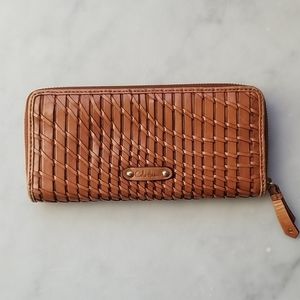 New Cole Haan Leather Optical Weave Wallet